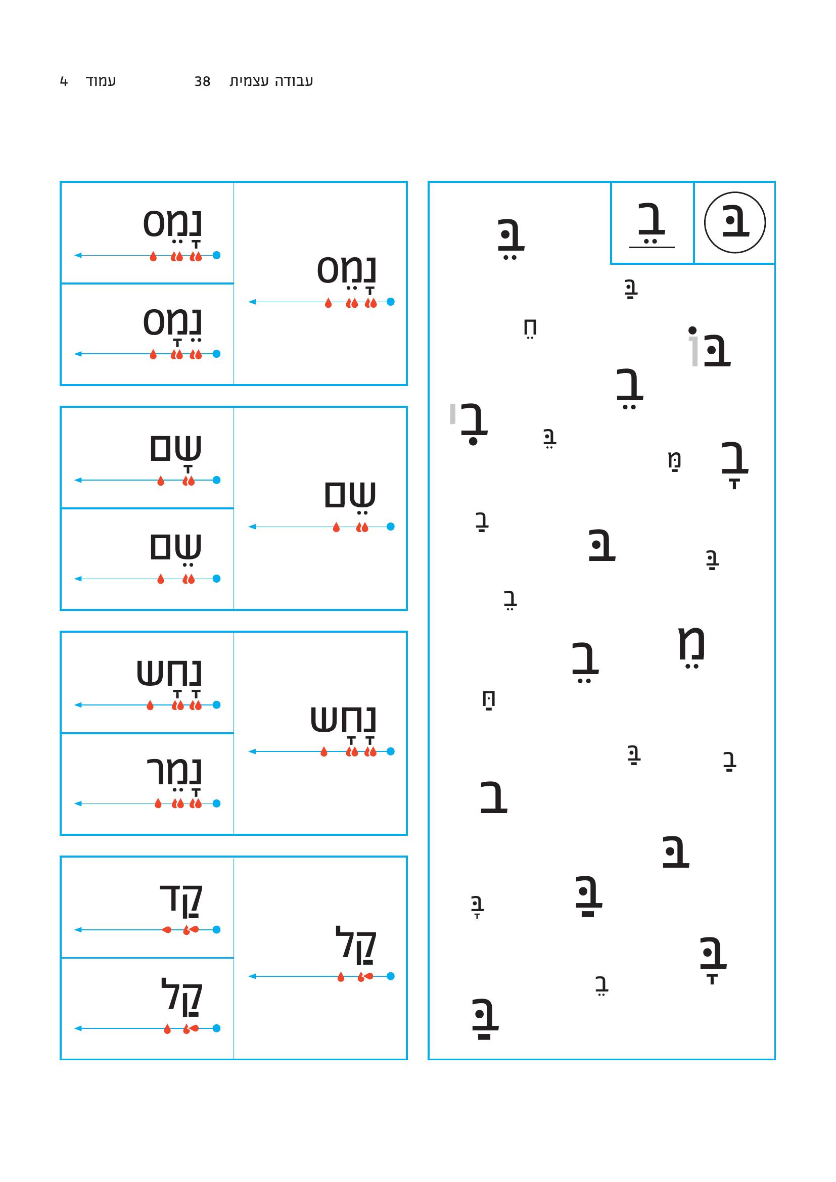 דף עבודה — קריאת מילים וזיהוי אותיות